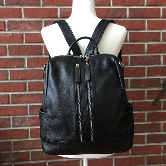 Handbags - BLACK GENUINE LEATHER BACKPACK